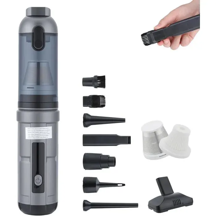 Aspirateur à main sans fil pour voiture - 16000 Pa - 4-en-1 : aspiration soufflage gonflage compression