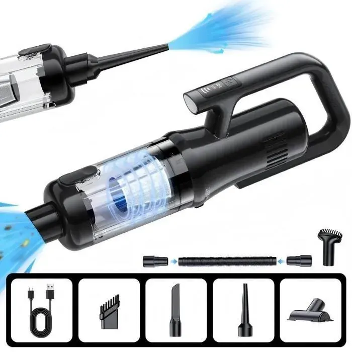 Aspirateur à Main Sans Fil Rechargeable - ACELIFE - 22000Pa Aspirateur Voiture avec Affichage LED - VoitureMaisonPoils