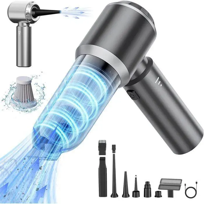 Aspirateur à Main Voiture Sans Fil Puissant 16000PA - Portable Rechargeable avec 3 Vitesses - Multi-fonction - Affichage LED