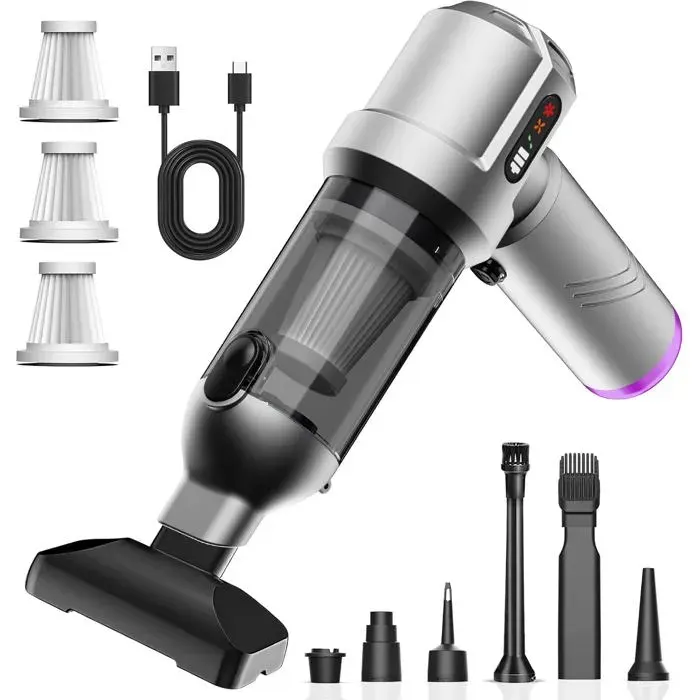 Aspirateur À Main25 000 Pa Puissant Aspirateur Voiture4 En 1 Portable Aspirateur VoitureAvec Vidage Automatique 1 BoutonAspira