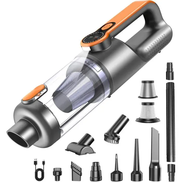 Aspirateur À Main26000Pa 4-In-1 Aspirateur Sans Fil PuissantDépoussiérage Par One PressionMoteur Sans BalaisÉcran Hd Et Lumièr