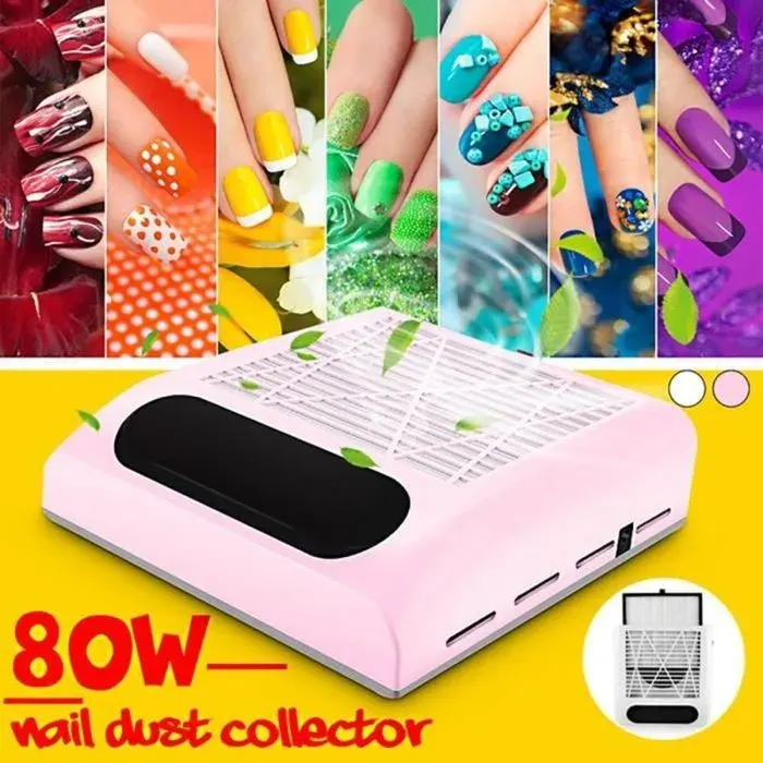 Aspirateur à Ongles 80W avec Filtre Dépoussiéreur - Design Compact - Puissant et Silencieux - Absorption Rapide de Poussière