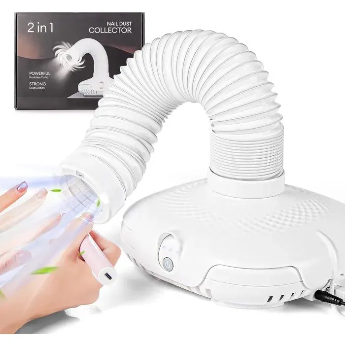 Aspirateur À Ongles Avec Lumière Led Et Tuyau Flexible À 360° : Aspiration Réglable À 3 Niveaux Ultra-Silencieux Pour Manucu[F70]