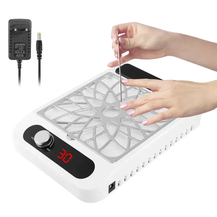 Aspirateur à Ongles Professionnelle avec Filtre 80W Aspirateur de Table Ongle Puissant pour Salon/MaisonVitesse du Vent Réglable
