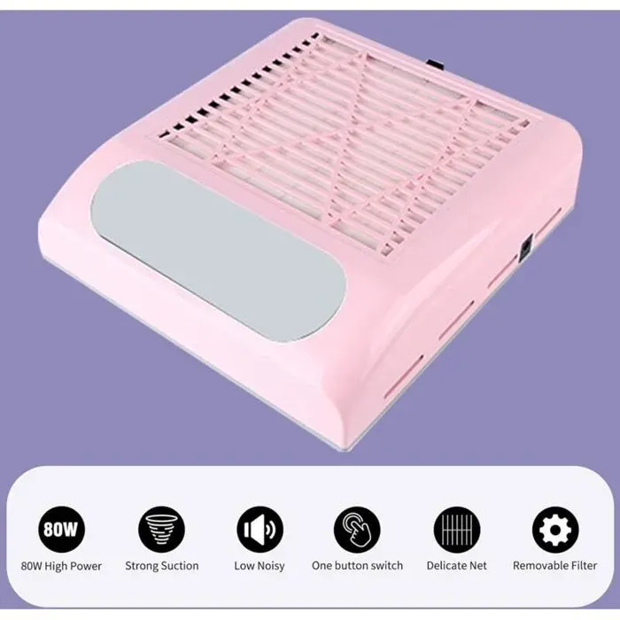 Aspirateur à Poussière dOngles - 2 Vitesses - Filtre Réutilisable - Collecteur de Débris - Salon et Domicile