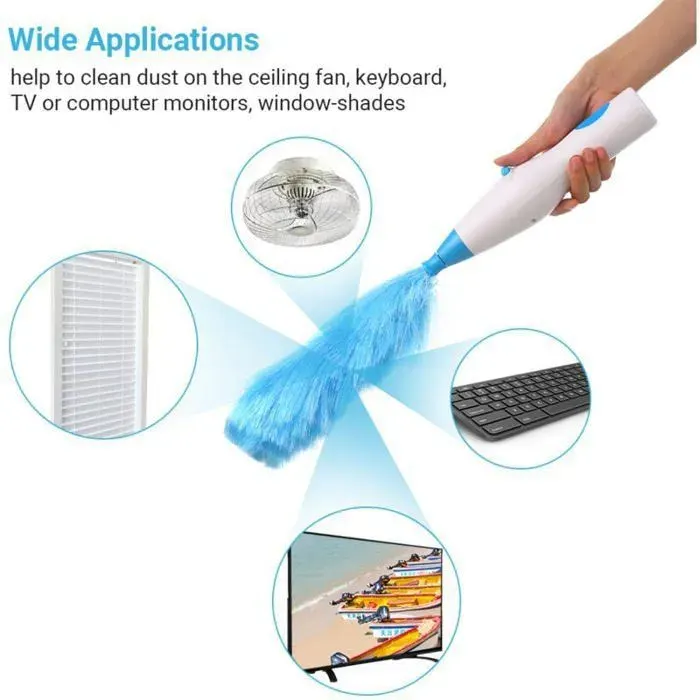 Aspirateur à poussière portable - ULISEM - Électrique - Alimenté par 4 piles AA - Fonction de rotation
