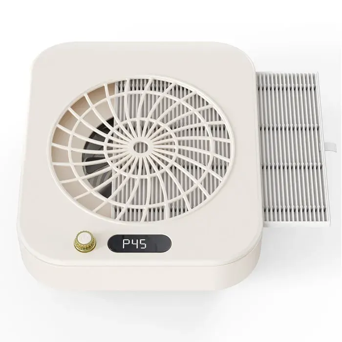 Aspirateur à Poussière pour Ongles Professionnel avec Aspiration Puissante 360° 45 Niveaux de Vitesse et Filtre Réutilisable