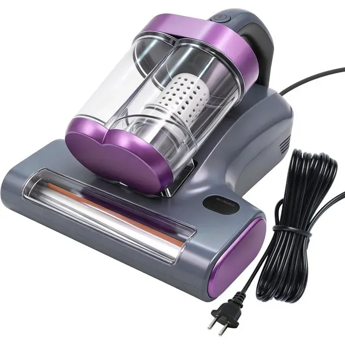 Aspirateur Anti-acariens 3 en 1400W UV-C + air Chaud 65°C 16000Pa 12000 Coups/Min câble 5m bac 350ml élimine acariens