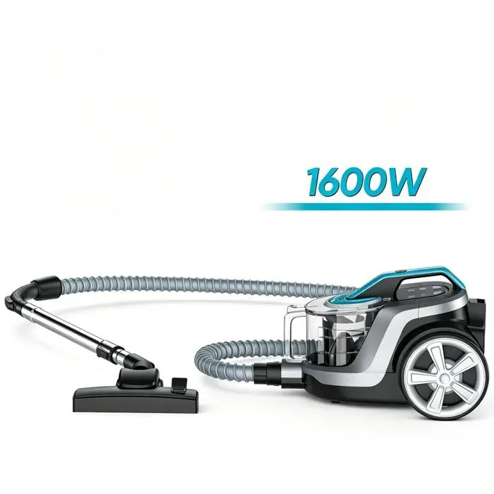 Aspirateur Aspirateur domestique Aspirateur sans sac 1600W 4L Câble 5 m 220V avec brosse poussière 2 en 1 facile à démonter