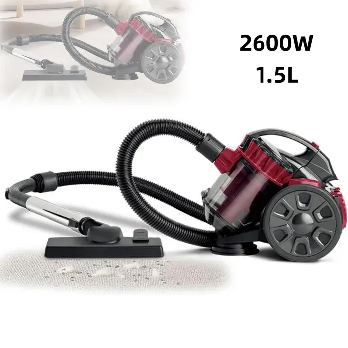 Aspirateur avec sac 15 L 2600 W Tête daspiration Performante Haute Filtration Microfiltre Lavable pour Sols Durs et Tapis