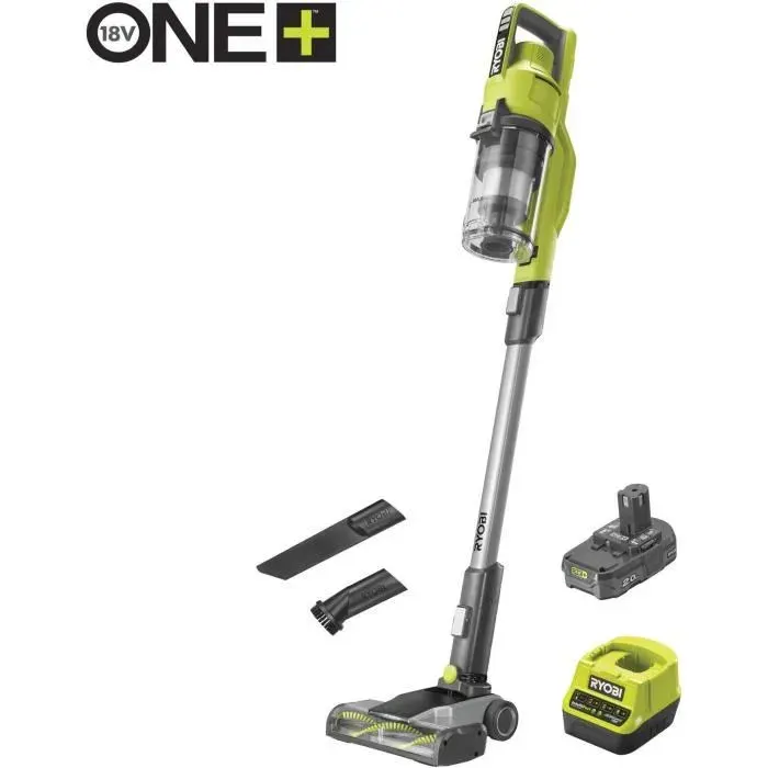 Aspirateur balai 18V - RYOBI - RSV18-120G - 60 AW - 620 L/min - 600 mL - Avec batterie 2 Ah chargeur brosse motorisée tête 24 cm