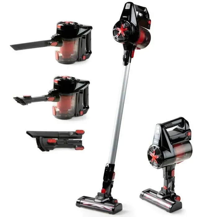 Aspirateur Balai 3-en-1 PRIMO PR504SV - 222V - Rouge - Sans sac - Brosse motorisée