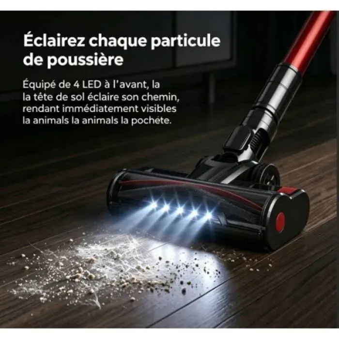 Aspirateur Balai 800W/75kPa haute performance9x3200mAh batterie filtration 7 niveaux70min autonomienettoyage p ASPIRATEUR BALAI