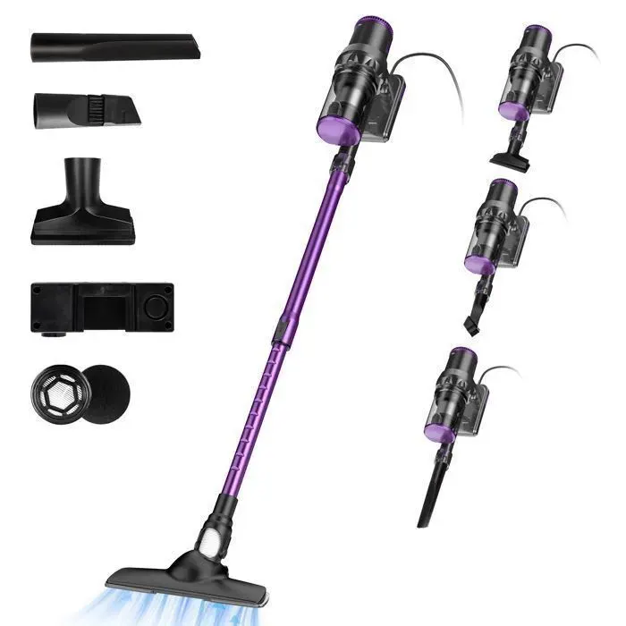 Aspirateur Balai Avec Fil 800W Puissant - 4 en 1 avec Aspirateur à Main - 24KPa - Léger et Flexible - Tous Sols