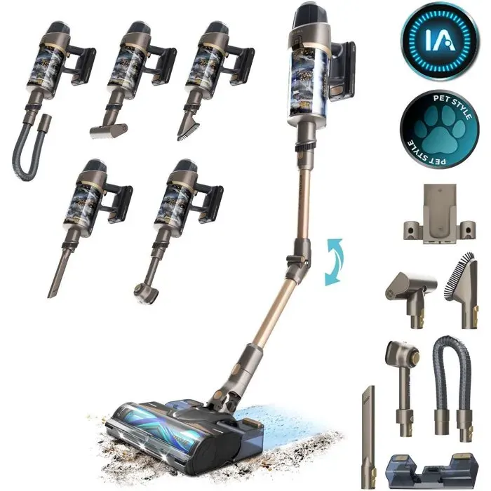 Aspirateur balai - CECOTEC Conga Rockstar RX90 AI AquaPet Flex - 350 AW - 100 min - 180 m² - Or
