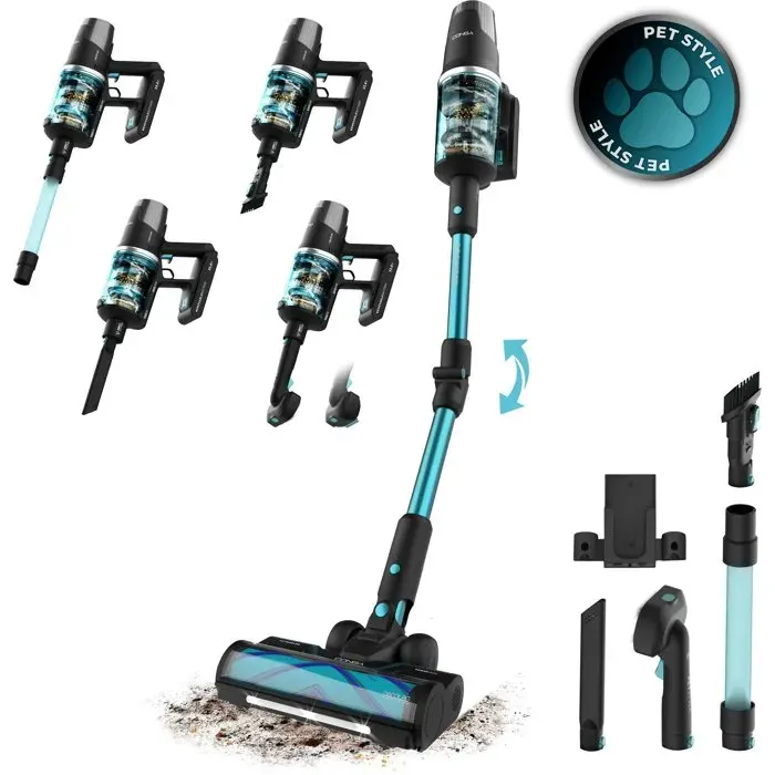 Aspirateur balai - CECOTEC RX50 Pet Flex - 30 000 Pa - 90 min - Réservoir XL - Noir / Bleu