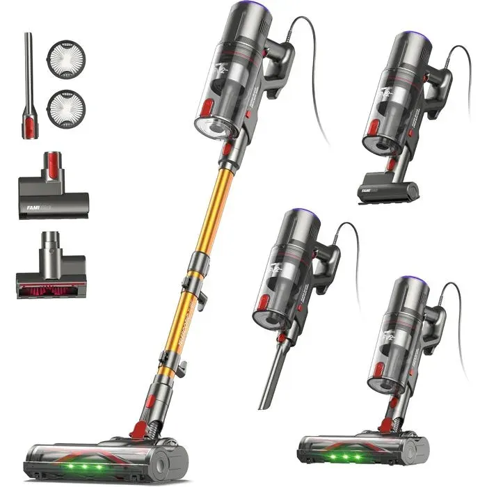 Aspirateur Balai FV2 Avec Fil Sans Sac Puissant Léger Polyvalent Sols Durs Et Tapis Nettoyage Quotidien Maison