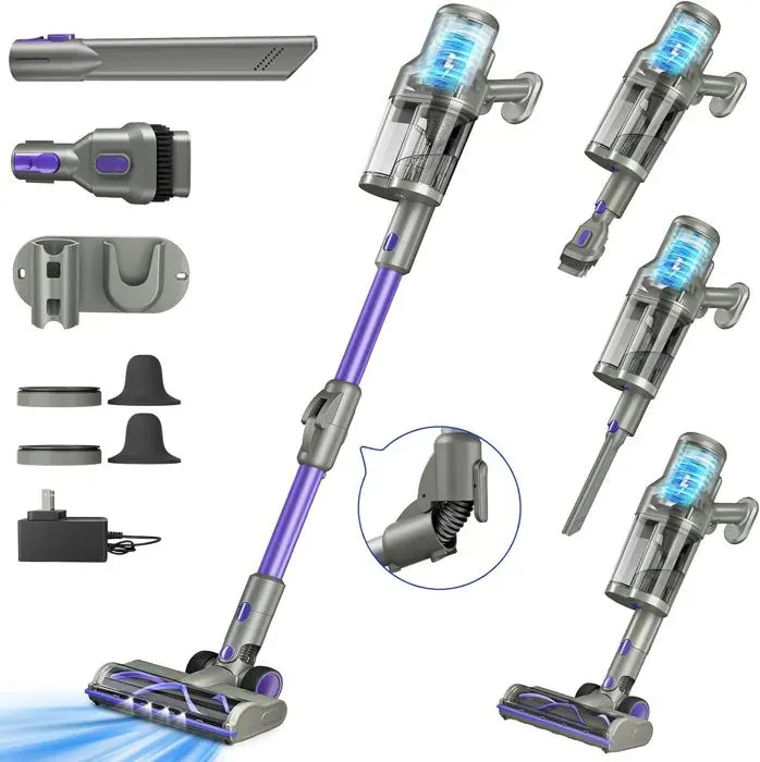 Aspirateur Balai - HOPVISION - 450W - 45KPA - Autonomie 60 Min - Léger 2.5kg