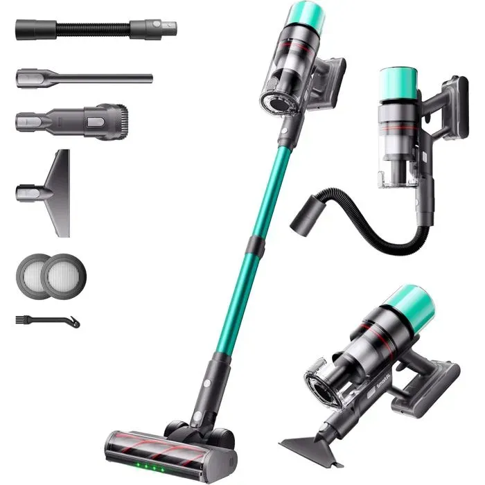 Aspirateur Balai Laveur Sans Fil W15 3 En 1 26000Pa Aspiration Eau Et Poussière Écran Digital Led Longue Autonomie Auto-Netto