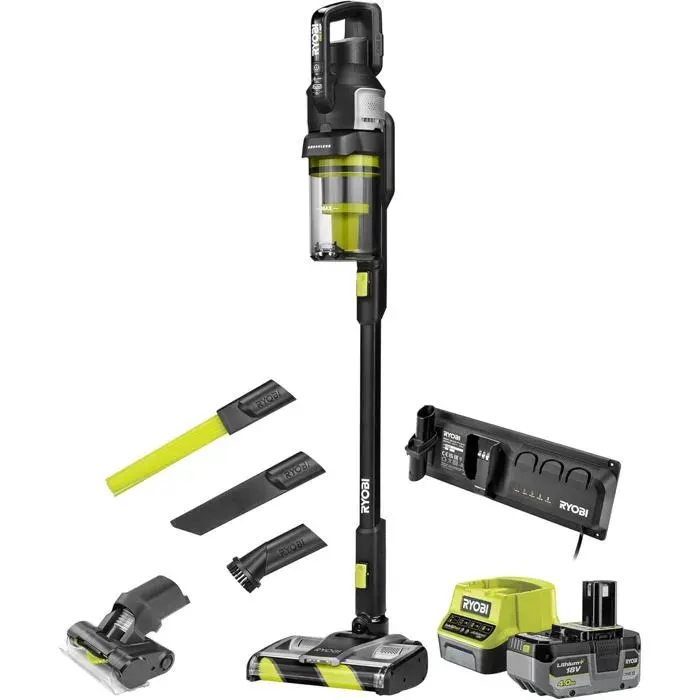 Aspirateur balai - RYOBI - Brushless 18V ONE+ - Anti-emmêlement - 135 AW - Bac 1 L — coloris Noir
