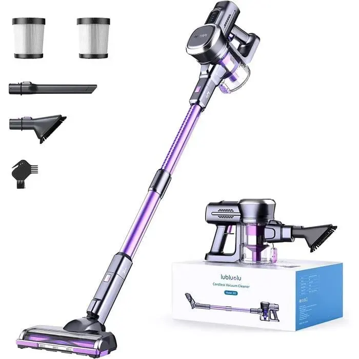 Aspirateur Balai sans Fil 25000Pa Aspirateur sans Fil Puissant 2500mAh Batterie Amovible 50Mins dAutonomie Aspirateur Lubluelu