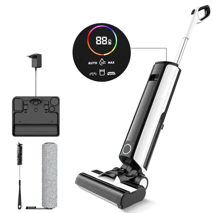 Aspirateur balai sans fil 3 modes de fonctionnement 40 minutes dautonomie écran LED convient aux moquettes et sols durs.