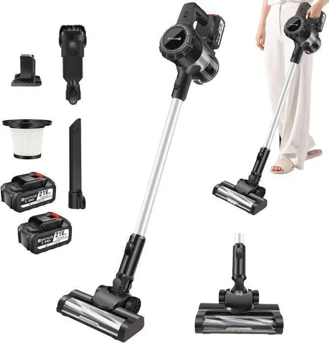 Aspirateur Balai Sans Fil 30000Pa/300W - Multifonctions 6 en 1 - Dayplus Aspirateur Sans Sac - 2x 3.0Ah Batteries - Autonomie 65