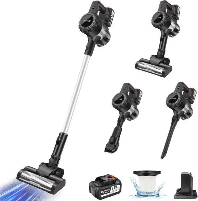 Aspirateur Balai Sans Fil 30000Pa/300W - Multifonctions 6 en 1 - Dayplus Aspirateur Sans Sac - Autonomie 65 min - 1x 3.0Ah Batterie