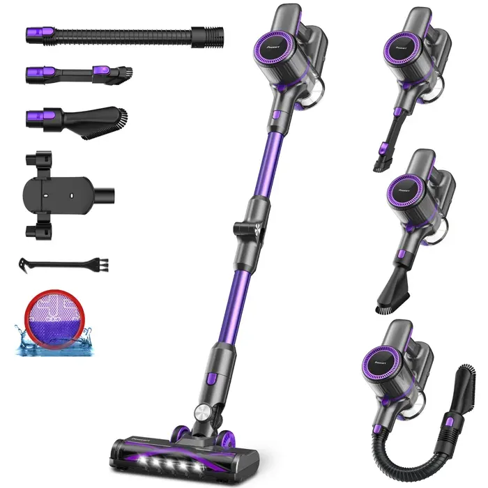 Aspirateur Balai Sans Fil 38000Pa Moteur Sans Balais 120000 Tr/min Filtration HEPA Batterie 8×2600mAh