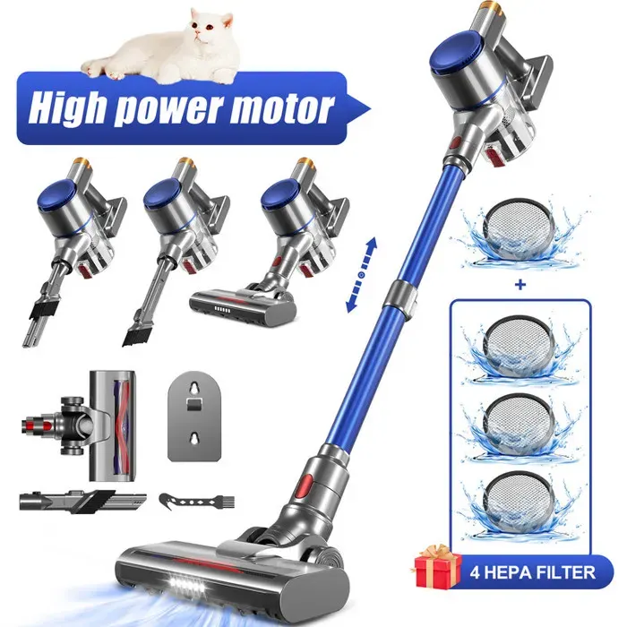 Aspirateur Balai sans Fil 40000Pa/500WAspirateur sans Fil 55min AutonomieFiltration à5 niveaux18L CapacitéMultifonctions 6en 1