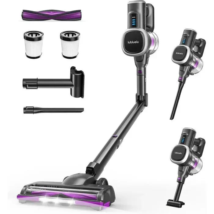 Aspirateur Balai Sans Fil 48KPa/450W Brosse Anti-Enchevêtrement Puissant Et Léger Sols Durs Tapis Animaux Canapés