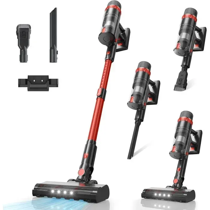 Aspirateur Balai Sans Fil 50KPA/70Min - Écran Tactile LED Détection Auto & Anti-Enchevêtrement pour Tapis/Sols Durs/Poils