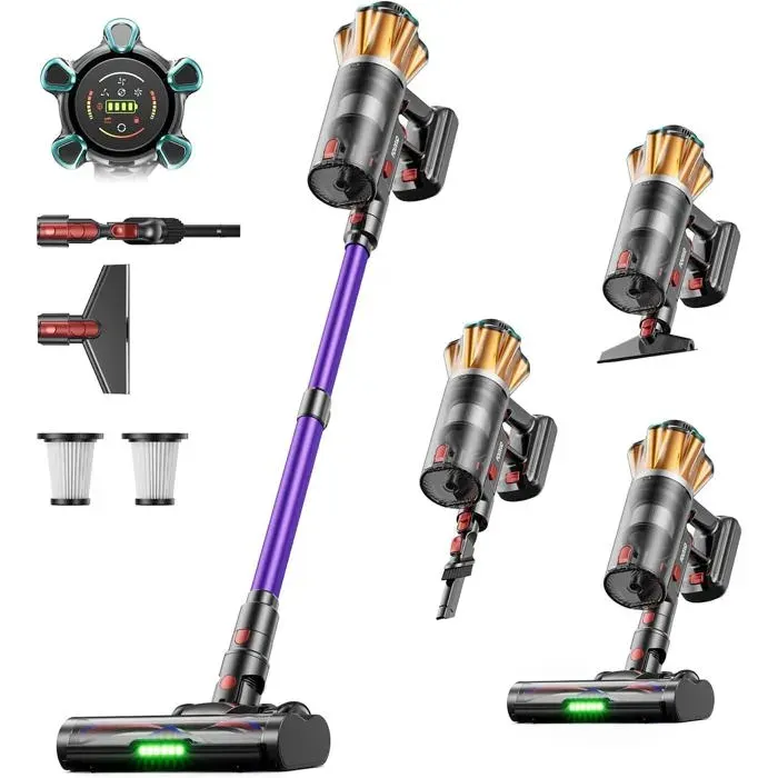 Aspirateur Balai Sans Fil 55Kpa 650W 70 Min18L Aspirateur Sans Fil PuissantAutoportantÉcran LedBrosse Anti-EnchevêtrementPas