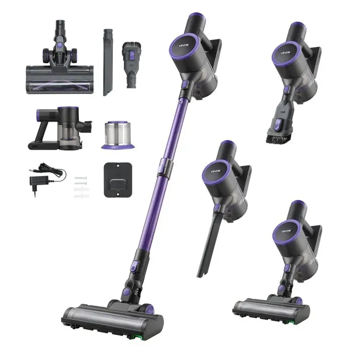 Aspirateur Balai sans Fil à Aspiration Puissante 25 kPa Léger avec Autonomie de 35 Minutes pour Tapis Poils Sols Durs