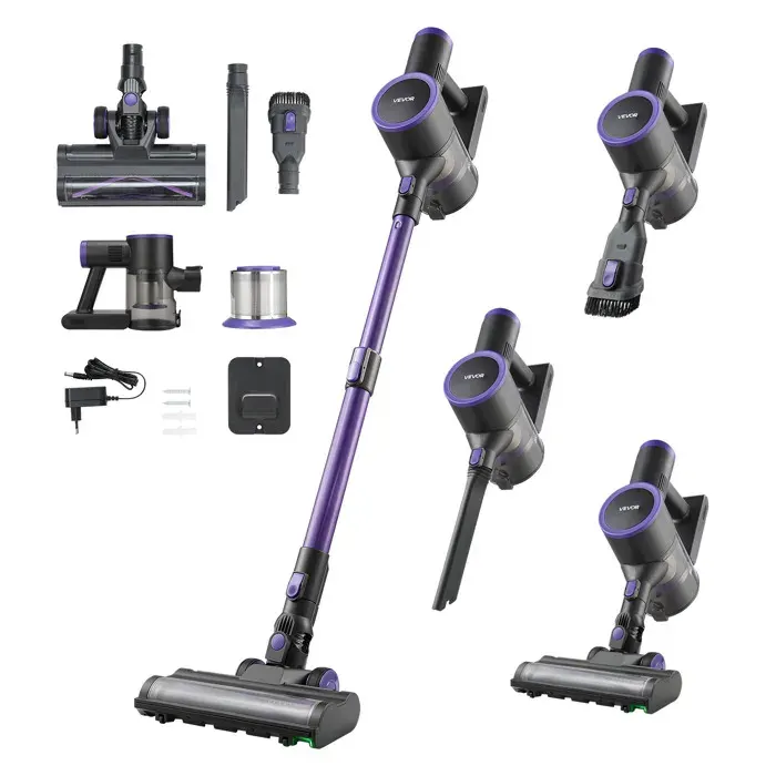 Aspirateur Balai sans Fil à Aspiration-VEVOR-Puissante 25 kPa-Rechargeable Anti-enchevêtrement-Autonomie de 35 Minutes