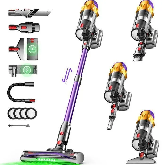 Aspirateur balai sans fil - Aspiration de 65 000 Pa- Autonomie de 70 minutes - Batterie amovible-bac 18L