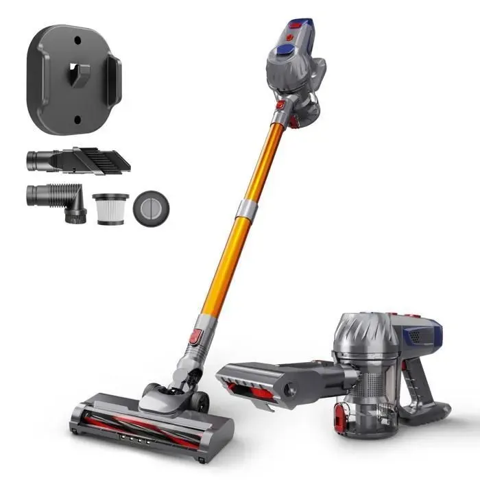 Aspirateur balai Sans Fil avec LED Charge rapide sur le support Vidange simple Puissance Élevée Léger et Compact Maison & Voiture