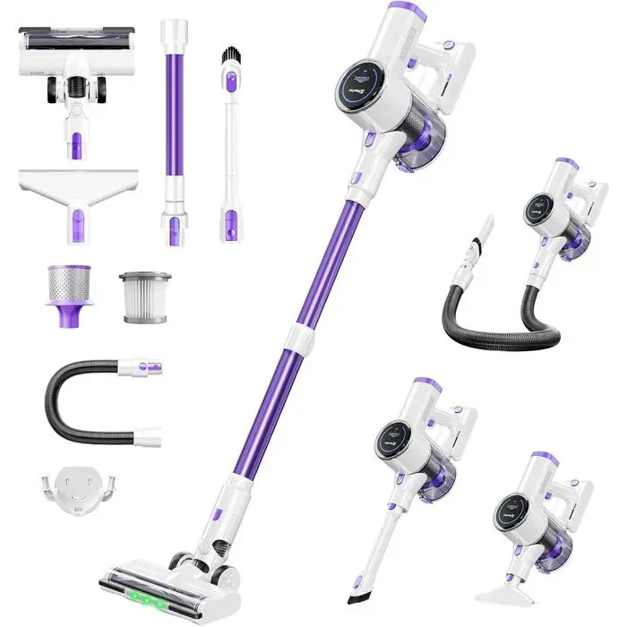 Aspirateur Balai Sans Fil Avec Tuyau Flexible Et Brosse Triangulaire Léger Polyvalent Sols Durs Tapis Animaux