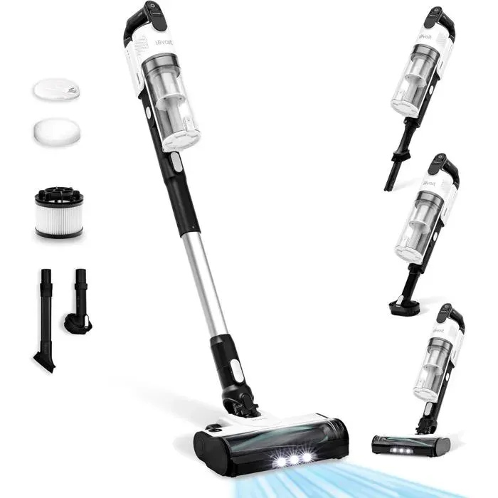 Aspirateur balai sans fil blanc - Levoit - LVAC-200 - 28 kg - Filtre à 5 couches - Jusquà 50 min - 180 W - 240 V