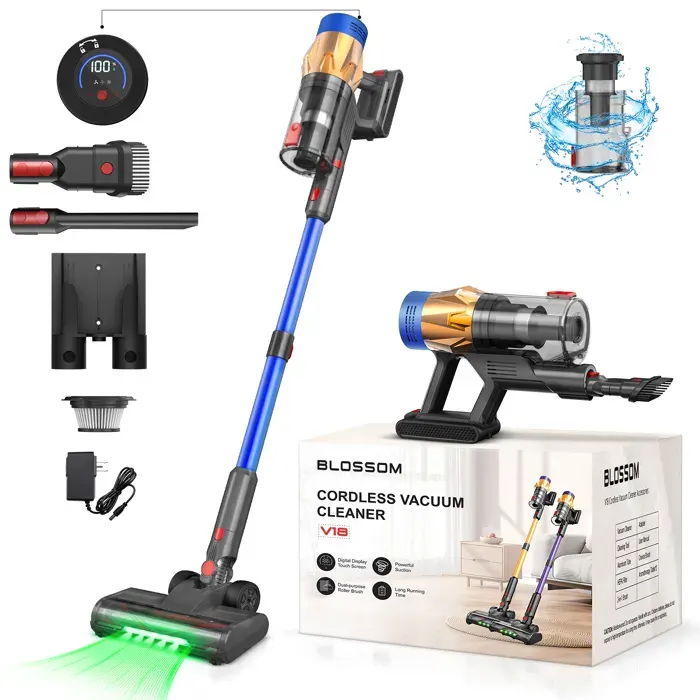 Aspirateur Balai Sans Fil -BLOSSOM-50Kpa 550W-60Min-Capacité 15L-bleu