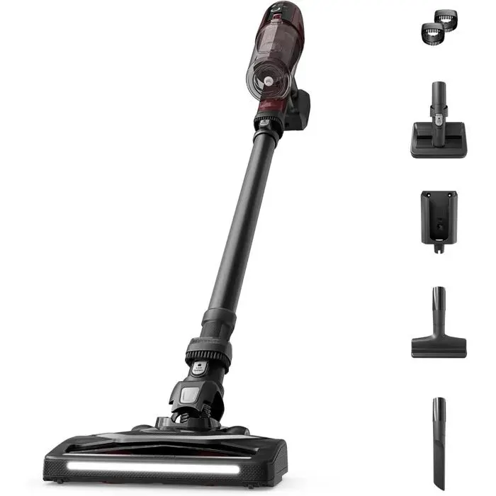 Aspirateur balai sans fil bordeaux - Rowenta - X-Pert 6.80 - Jusquà 100 W - Jusquà 60 min dautonomie - Éclairage LED