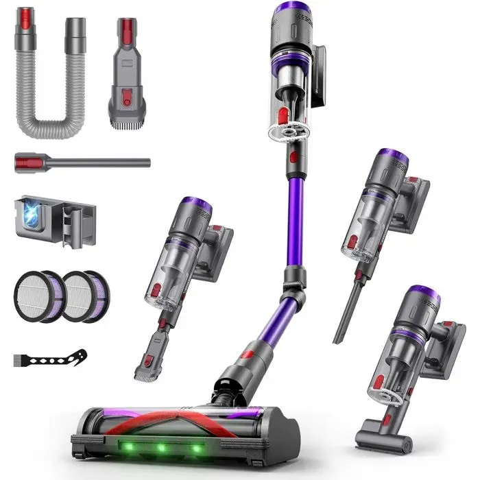 Aspirateur Balai sans Fil CIRCLIO K80 Plus- 58 kPa 600 W 75 min 1.6 L - Brosse Anti-Acariens - Écran LED - Filtration HEPA