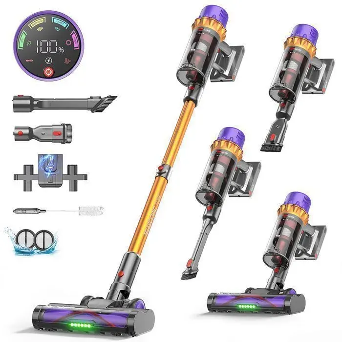 Aspirateur balai sans fil - ERABROS - EV5 - 600W/70kPa - Autonomie 80 min - Batterie amovible