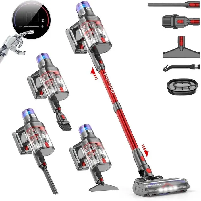 Aspirateur Balai Sans Fil - ETHNICS ORIGINS - V15 Pro Max - 600W - 48000Pa - Autonomie 70Min