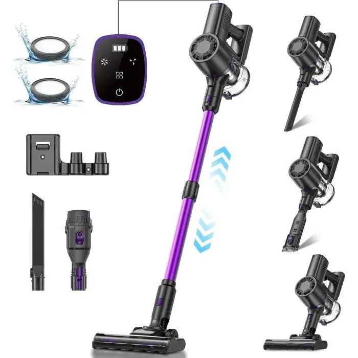 Aspirateur balai sans fil - GENERIC - V8PRO - 35 kPa - 60 min autonomie - Filtration cyclonique 4 étapes