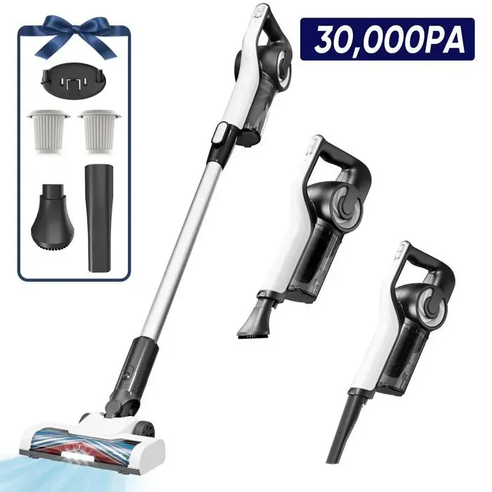 Aspirateur Balai Sans Fil LAMZIEN V9 - 30kPa - 40 min d’autonomie - Filtration Efficacité - Phares LED - Léger - Silencieux
