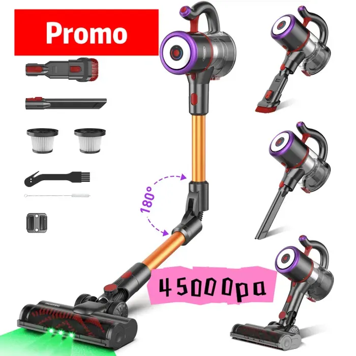 Aspirateur Balai Sans Fil ONSEEN Puissant -550W/45Kpa/1.6L/Autonomie 53min-Filtration 5 Étapes - LED - Anti-Enchev ASPIRATEUR BALAI