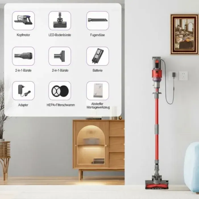 aspirateur balai sans fil poil animaux puissant- 10 en 1 pratique et compact 800W 75kPa autonomie 70min filtrat ASPIRATEUR BALAI