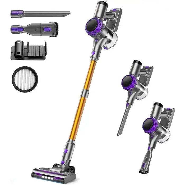 Aspirateur balai sans fil - Puissance daspiration 40000Pa - Moteur 300W - Écran LED - 2 vitesses