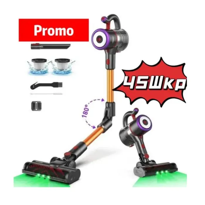 Aspirateur balai sans fil puissant 45000Pa 550W 53min filtration 5 étapes LED verte bac 15L 2 vitesses ver ASPIRATEUR BALAI